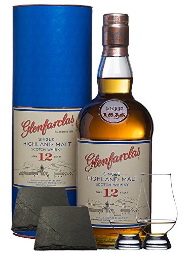 Glenfarclas 12 Jahre Speyside Single Malt Whisky 0,7 Liter + 2 Glencairn Gläser und 2 Schiefer Glasuntersetzer 9,5 cm Glenfarclas 12 Jahre Speyside Single Malt Whisky 0,7 Liter + 2 Glencairn Gläser und 2 Schiefer Glasuntersetzer 9,5 cm von Unbekannt