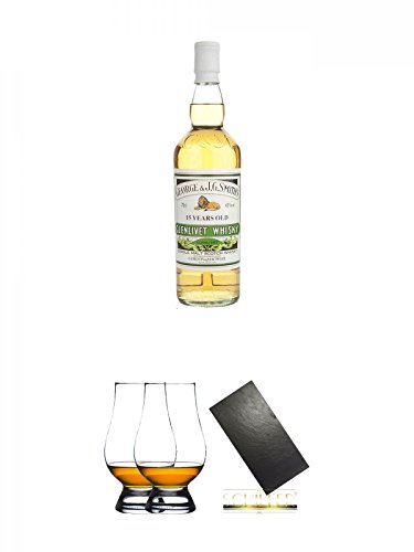 Glenlivet 15 Jahre Gordon & MacPhail 0,7 Liter + The Glencairn Glass Whisky Glas Stölzle 2 Stück + Buffet-Platte Servierplatte Schieferplatte aus Schiefer 60 x 30 cm schwarz von Unbekannt