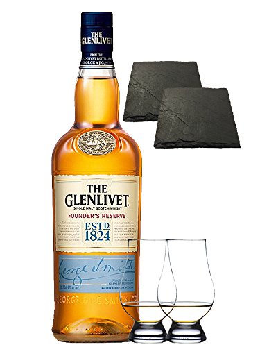 Glenlivet Founders Reserve Single Malt Whisky 0,7 Liter + 2 Glencairn Gläser + 2 Schieferuntersetzer 9,5 cm von Unbekannt