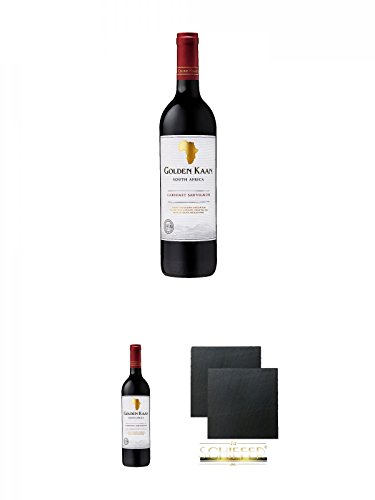 Golden Kaan Cabernet Sauvignon 0,75 Liter + Golden Kaan Cabernet Sauvignon 0,75 Liter + Schiefer Glasuntersetzer eckig ca. 9,5 cm Ø 2 Stück von Unbekannt