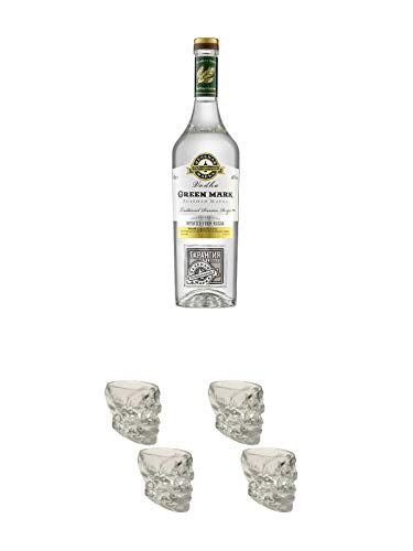 Green Mark Wodka Russland 0,7 Liter + Wodka Totenkopf Shotglas 2 Stück + Wodka Totenkopf Shotglas 2 Stück von Unbekannt