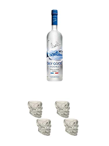 Grey Goose Vodka 0,7 Liter + Wodka Totenkopf Shotglas 2 Stück + Wodka Totenkopf Shotglas 2 Stück von Unbekannt