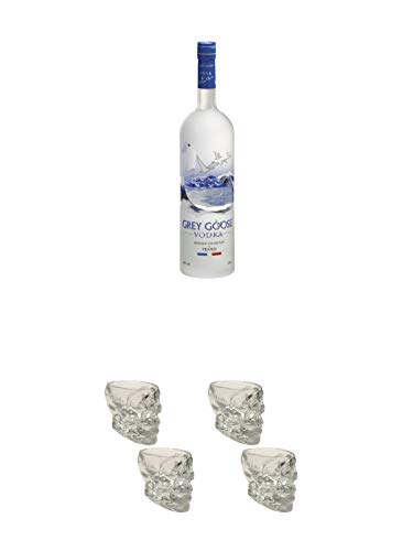 Grey Goose Vodka 1,5 Liter + Wodka Totenkopf Shotglas 2 Stück + Wodka Totenkopf Shotglas 2 Stück von Unbekannt