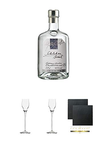 Guglhof Schlehenbrand Reserve Österreich 0,7 Liter + Edelbrandglas Stölzle 1 Stück - Quadrophil 231/30 + Edelbrandglas Stölzle 1 Stück - Quadrophil 231/30 + Schiefer Glasuntersetzer eckig ca. 9,5 cm Ø 2 Stück Guglhof Schlehenbrand Reserve Österreich 0,7 Liter + Edelbrandglas Stölzle 1 Stück - Quadrophil 231/30 + Edelbrandglas Stölzle 1 Stück - Quadrophil 231/30 + Schiefer Glasuntersetzer eckig ca. 9,5 cm Ø 2 Stück von Unbekannt