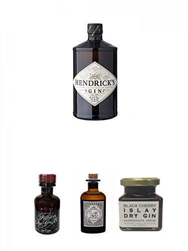 Hendricks Gin Small Batch 5 cl + Filliers Premium Dry Gin Belgien 0,05 Liter MINIATUR + Monkey 47 Schwarzwald Dry Gin 5 cl MINIATUR + Islay Dry Gin Black Cherry Sauerkirsche Marmelade 150 Gramm von Unbekannt