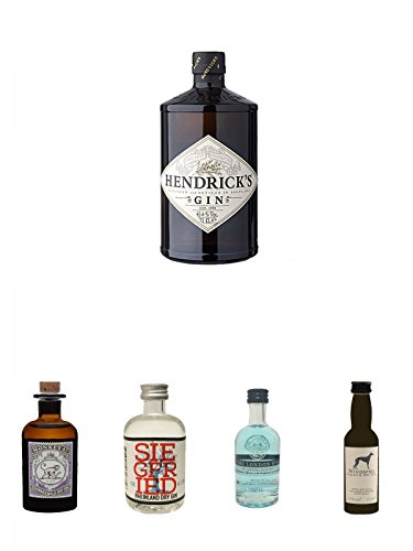 Hendricks Gin Small Batch 5 cl + Monkey 47 Schwarzwald Dry Gin 5 cl MINIATUR + Siegfried Rheinland Dry Gin Deutschland 0,04 Liter Miniatur + The London No. 1 Gin 5 cl Miniatur + Windspiel Premium Dry Gin Deutschland Miniatur 0,04 Liter von Unbekannt