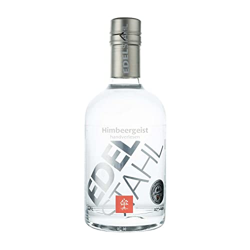 EDELSTAHL Himbeergeist 1x0,35L | 40% vol. Alk. | edler deutscher Himbeer Geist aus ausgewählten Tulameen-Himbeeren | klare Himbeer Spirituose aus Deutschland | Himbeer Schnaps | Obstgeist von EDELSTAHL