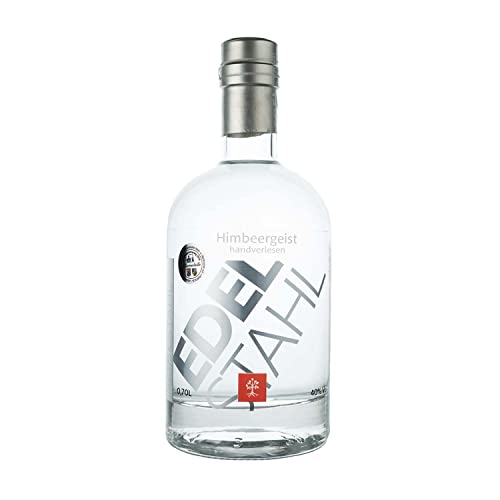EDELSTAHL Himbeergeist 1x0,7 L | 40% vol. Alk. | edler deutscher Himbeer Geist aus ausgewählten Tulameen-Himbeeren | klare Himbeer Spirituose aus Deutschland | Himbeer Schnaps | Obstgeist von EDELSTAHL