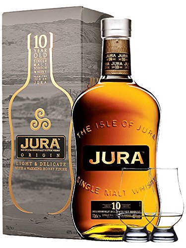 Isle of Jura 10 Jahre Single Malt Whisky 0,7 Liter + 2 Glencairn Gläser von Unbekannt