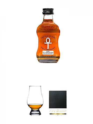 Isle of Jura Schottland Single Malt 10 Jahre 5 cl + The Glencairn Glass Whisky Glas Stölzle 1 Stück + Schiefer Glasuntersetzer eckig ca. 9,5 cm Durchmesser von Unbekannt