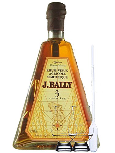 J. Bally Rhum Vieux 3 Jahre Martinique 0,7 Liter + 2 Glencairn Gläser + Einwegpipette 1 Stück von Unbekannt