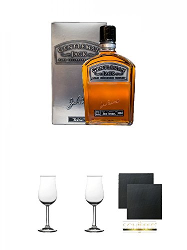 Jack Daniels Gentleman Jack 0,7 Liter + Whisky Nosing Gläser Kelchglas Bugatti mit Eichstrich 2cl und 4cl 1 Stück + Whisky Nosing Gläser Kelchglas Bugatti mit Eichstrich 2cl und 4cl 1 Stück + Schiefer Glasuntersetzer eckig ca. 9,5 cm Ø 2 Stück Jack Daniels Gentleman Jack 0,7 Liter + Whisky Nosing Gläser Kelchglas Bugatti mit Eichstrich 2cl und 4cl 1 Stück + Whisky Nosing Gläser Kelchglas Bugatti mit Eichstrich 2cl und 4cl 1 Stück + Schiefer Glasuntersetzer eckig ca. 9,5 cm Ø 2 Stück von Unbekannt