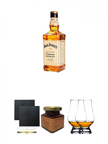 Jack Daniels Honey Whisky Likör 1,0 Liter + Schiefer Glasuntersetzer eckig ca. 9,5 cm Ø 2 Stück + Kentucky Bourbon Himbeer-Marmelade 150 Gramm Glas + The Glencairn Glass Whisky Glas Stölzle 2 Stück Jack Daniels Honey Whisky Likör 1,0 Liter + Schiefer Glasuntersetzer eckig ca. 9,5 cm Ø 2 Stück + Kentucky Bourbon Himbeer-Marmelade 150 Gramm Glas + The Glencairn Glass Whisky Glas Stölzle 2 Stück von Unbekannt