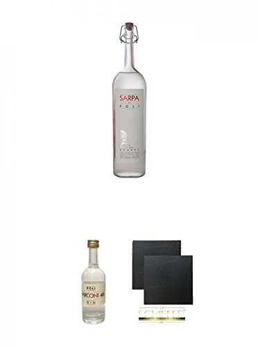 Jacopo Poli Sarpa di Poli Grappa Italien 0,7 Liter + Poli Marconi 46 Gin 0,05 Liter Mini + Schiefer Glasuntersetzer eckig ca. 9,5 cm Ø 2 Stück Jacopo Poli Sarpa di Poli Grappa Italien 0,7 Liter + Poli Marconi 46 Gin 0,05 Liter Mini + Schiefer Glasuntersetzer eckig ca. 9,5 cm Ø 2 Stück von Unbekannt