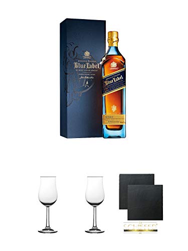 Johnnie Walker Blue Label Blended Scotch Whisky 0,7 Liter + Nosing Gläser Kelchglas Bugatti mit Eichstrich 2cl und 4cl 2 Stück von Unbekannt