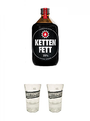 Kettenfett Lakritz Likör 0,5 Liter Kanne + Kettenfett Shot Glas 1 Stück + Kettenfett Shot Glas 1 Stück von Unbekannt