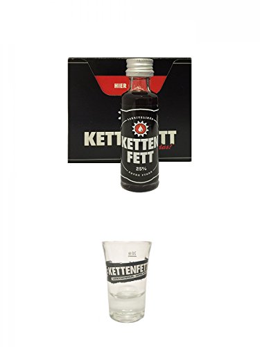 Kettenfett Lakritz Likör 16 x 0,02 Liter Miniaturen + Kettenfett Shot Glas 1 Stück von Diverse