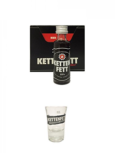 Kettenfett Lakritz Likör 16 x 0,02 Liter Miniaturen + Kettenfett Shot Glas 1 Stück von Unbekannt