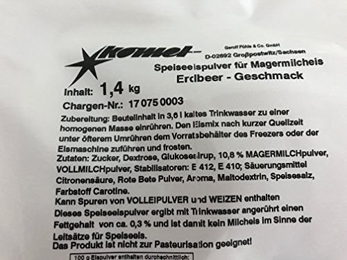 Komet Erdbeer 1,4 Kg Eispulver Softeispulver Speiseeispulver Eismaschine Preis pro 1Kg = 8,56€ von Unbekannt