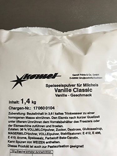 Komet Vanille 1,4 Kg Eispulver Softeispulver Speiseeispulver Eismaschine Preis pro 1Kg = 9.28€ von Unbekannt