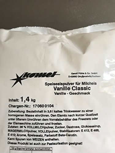 Komet Vanille 1,4 Kg Eispulver Softeispulver Speiseeispulver Eismaschine Preis pro 1Kg = 9.28€ Komet Vanille 1,4 Kg Eispulver Softeispulver Speiseeispulver Eismaschine Preis pro 1Kg = 9.28€ von Unbekannt
