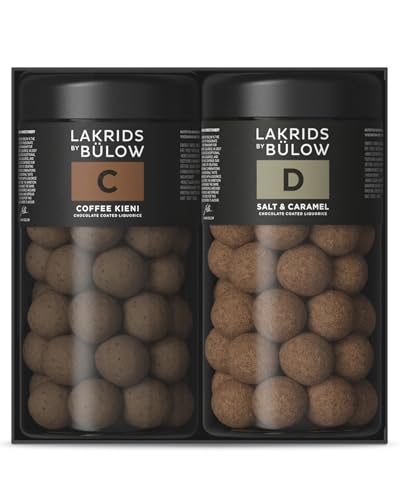 LAKRIDS BY BÜLOW - Geschenkbox - 2x295g - C (Coffee Kieni) + D (Salt & Caramel) - Gourmet Lakritze umhüllt von Schokolade in hochwertiger Geschenkbox von LAKRIDS BY BÜLOW