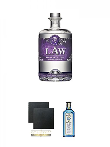 LAW Gin Ibiza 0,7 Liter + Schiefer Glasuntersetzer eckig ca. 9,5 cm Ø 2 Stück + Bombay Sapphire Gin 0,7 Liter von Unbekannt