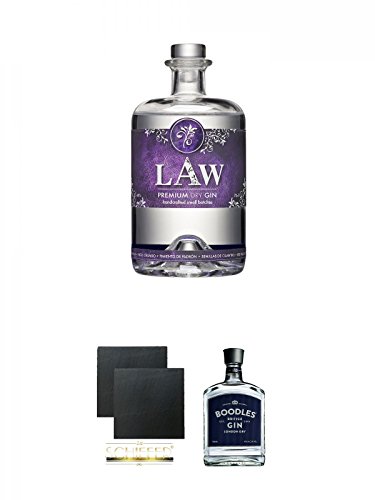 LAW Gin Ibiza 0,7 Liter + Schiefer Glasuntersetzer eckig ca. 9,5 cm Ø 2 Stück + Boodles London Dry Gin Deutschland 0,7 Liter von Unbekannt