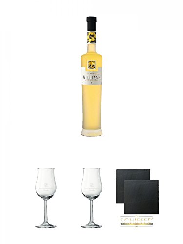 Lantenhammer Williams Frucht Likör 25% 0,5 Liter + Lantenhammer Bouquetglas geeicht 1 Stück + Lantenhammer Bouquetglas geeicht 1 Stück + Schiefer Glasuntersetzer eckig ca. 9,5 cm Ø 2 Stück von Unbekannt