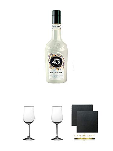 Licor 43 OROCHATA Likör 0,7 Liter + 2 Bugatti Nosing Gläser mit Eichstrich 2cl und 4cl + 2 Schiefer Glasuntersetzer eckig ca. 9,5 cm Ø Licor 43 OROCHATA Likör 0,7 Liter + 2 Bugatti Nosing Gläser mit Eichstrich 2cl und 4cl + 2 Schiefer Glasuntersetzer eckig ca. 9,5 cm Ø von Unbekannt