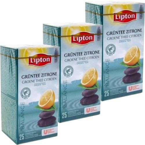 Lipton Teebeutel Grüner Tee Zitrone 3 x 25 Btl. (Green Tea Lemon, The Vent Citron) Vakuumverpackt von Unbekannt