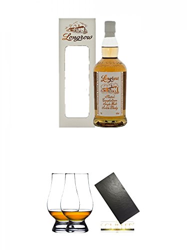Longrow Peated Single Malt 0,7 Liter + The Glencairn Glass Whisky Glas Stölzle 2 Stück + Buffet-Platte Servierplatte Schieferplatte aus Schiefer 60 x 30 cm schwarz von Unbekannt
