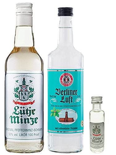 Lütje Minze Pfefferminzlikör 0,7 Liter + Berliner Luft 18% 0,7 Liter + 1 x Lütje Mintze Miniatur von Unbekannt