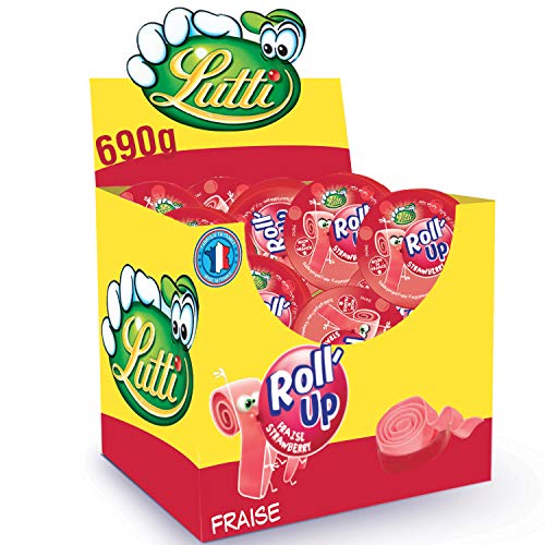 Lutti Roll'up Aardbei, Kaugummi mit Erdbeer geschmack (24 Stck pro Box) von Lutti