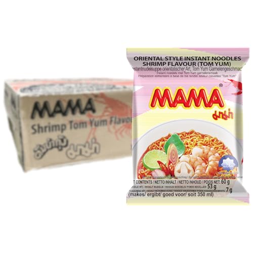 MAMA Instantnudelsuppe orientalischer Art, Tom Yum Garnelen geschmack, Zilver, 60 g (30er Pack) MAMA Instantnudelsuppe orientalischer Art, Tom Yum Garnelen geschmack, Zilver, 60 g (30er Pack) von MAMA