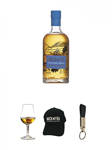 Mackmyra Bruks Svensk Single Malt 0,7 Liter + Mackmyra Whisky Nosing Glas 1 Stück + Mackmyra Basecap schwarz mit weißem Logo + Mackmyra Schlüsselanhänger Leder/Metall von Unbekannt