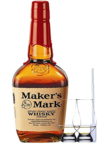Makers Mark Red Seal Bourbon Whiskey 1,0 Liter + 2 Glencairn Gläser + Einwegpipette 1 Stück von Unbekannt