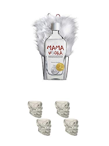 Mama Premium Vodka Dänemark 0,7 Liter + Wodka Totenkopf Shotglas 2 Stück + Wodka Totenkopf Shotglas 2 Stück von Unbekannt