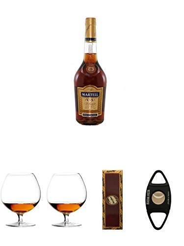 Martell VS Fine de Cognac Frankreich 0,7 Liter + Cognacglas/Schwenker Stölzle 1 Stück - 103/18 + Cognacglas/Schwenker Stölzle 1 Stück - 103/18 + BrickHouse Streichhölzer + Buena Vista Zigarrencutter von Unbekannt