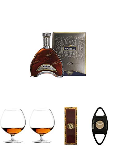 Martell XO Extra Old Cognac in Geschenkpackung Frankreich 0,7 Liter + Cognacglas / Schwenker Stölzle 1 Stück - 103/18 + Cognacglas / Schwenker Stölzle 1 Stück - 103/18 + BrickHouse Streichhölzer + Buena Vista Zigarrencutter von Unbekannt