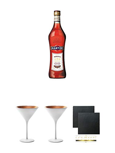 Martini Rosato Vermouth 0,7 Liter + Stölzle Cocktail-und Martiniglas Olympic Serie 1 Stück - 1408825 + Stölzle Cocktail-und Martiniglas Olympic Serie 1 Stück - 1408825 + Schiefer Glasuntersetzer eckig ca. 9,5 cm Ø 2 Stück von Unbekannt