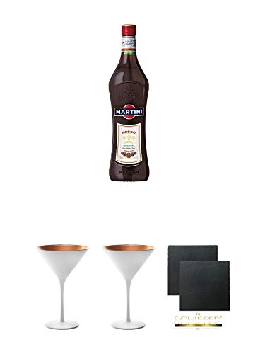 Martini Rosso Vermouth 0,75 Liter + Stölzle Cocktail-und Martiniglas Olympic Serie 1 Stück - 1408825 + Stölzle Cocktail-und Martiniglas Olympic Serie 1 Stück - 1408825 + Schiefer Glasuntersetzer eckig ca. 9,5 cm Ø 2 Stück von Unbekannt