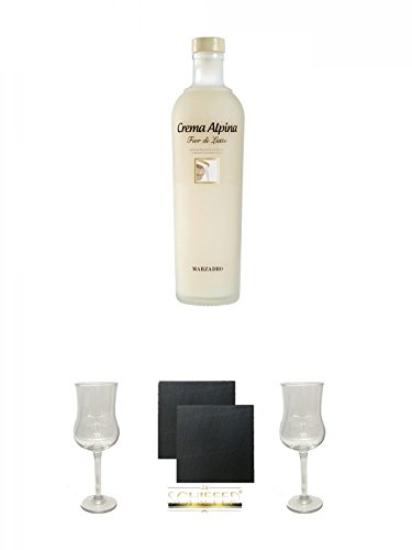 Marzadro Crema Alpina Fior di Latte Likör 0,7 Liter + Marzadro Grappa Gläser mit Eichstrich 2cl und 4cl 1 Stück + Schiefer Glasuntersetzer eckig ca. 9,5 cm Ø 2 Stück + Marzadro Grappa Gläser mit Eichstrich 2cl und 4cl 1 Stück Marzadro Crema Alpina Fior di Latte Likör 0,7 Liter + Marzadro Grappa Gläser mit Eichstrich 2cl und 4cl 1 Stück + Schiefer Glasuntersetzer eckig ca. 9,5 cm Ø 2 Stück + Marzadro Grappa Gläser mit Eichstrich 2cl und 4cl 1 Stück von Unbekannt