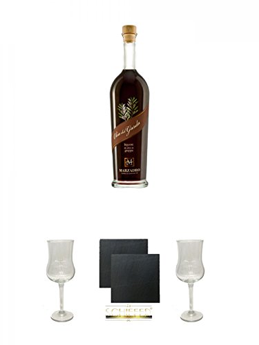 Marzadro Tradizione Olia del Garda Likör 0,7 Liter + Marzadro Grappa Gläser mit Eichstrich 2cl und 4cl 2 Stück + Schiefer Glasuntersetzer 2 Stück Marzadro Tradizione Olia del Garda Likör 0,7 Liter + Marzadro Grappa Gläser mit Eichstrich 2cl und 4cl 2 Stück + Schiefer Glasuntersetzer 2 Stück von Unbekannt