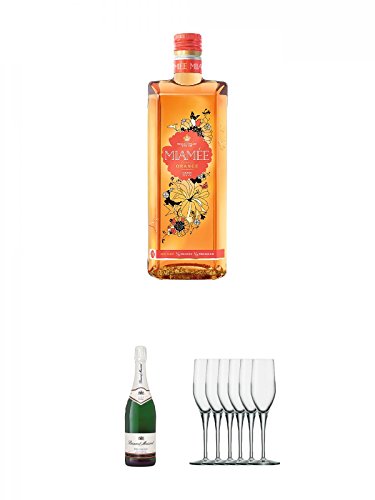 Miamee Orange Goldwasser Likör 0,7 Liter + Bernard Massard Sekt Riesling trocken 0,75 Liter + Stölzle Exquisit Sektkelch 6er Pack von Unbekannt