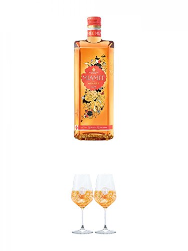 Miamee Orange Goldwasser Likör 0,7 Liter + Miamee Goldwasser Cocktail Gläser mit 5cl Eichstrich 2 Stück von Unbekannt