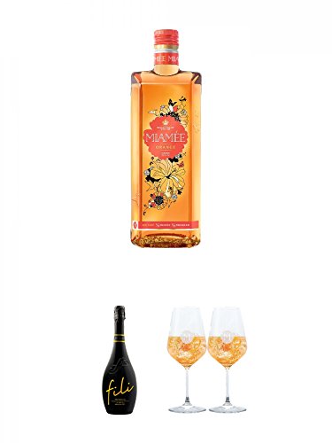 Miamee Orange Goldwasser Likör 0,7 Liter + Sacchetto Fili Prosecco DOC Brut V.S. Millesimato 0,75 Liter + Miamee Goldwasser Cocktail Gläser mit 5cl Eichstrich 2 Stück von Unbekannt