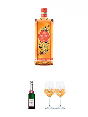 Miamee Orange Goldwasser Likör 0,7 Liter + Schloß Trier Sekt - halbtrocken - Deutschland 0,75 Liter + Miamee Goldwasser Cocktail Gläser mit 5cl Eichstrich 2 Stück von Unbekannt