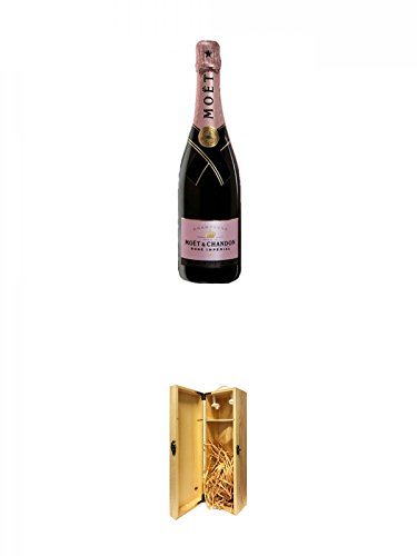 Moet Chandon Brut Rosé Imperial Champagner 0,75 Liter + 1a Whisky Holzbox für 1 Flasche mit Hakenverschluss von Unbekannt
