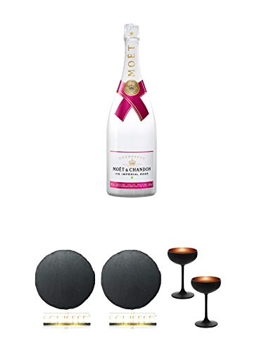 Moet Chandon Imperial ICE - Rose - Champagner 1,5 Liter + Schiefer Glasuntersetzer RUND ca. 9,5 cm Durchmesser + Schiefer Glasuntersetzer RUND ca. 9,5 cm Durchmesser + Sektschale/Champagnerschale Stölzle 2 Gläser - Olympic Serie MATT-SCHWARZ BRONZE 273940 Moet Chandon Imperial ICE - Rose - Champagner 1,5 Liter + Schiefer Glasuntersetzer RUND ca. 9,5 cm Durchmesser + Schiefer Glasuntersetzer RUND ca. 9,5 cm Durchmesser + Sektschale/Champagnerschale Stölzle 2 Gläser - Olympic Serie MATT-SCHWARZ BRONZE 273940 von Unbekannt